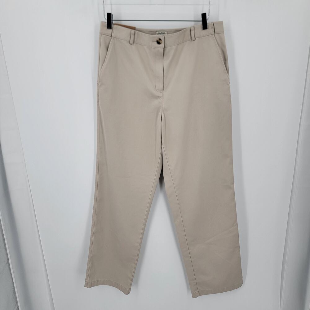 L.L. Bean Classic Fit Chino Pants Womens 12 Reg Khaki Flat Front